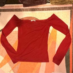 Reformation Off The Shoulder Deep Red Top